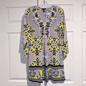 Alfani Rhinestone Black Yellow Tunic Top